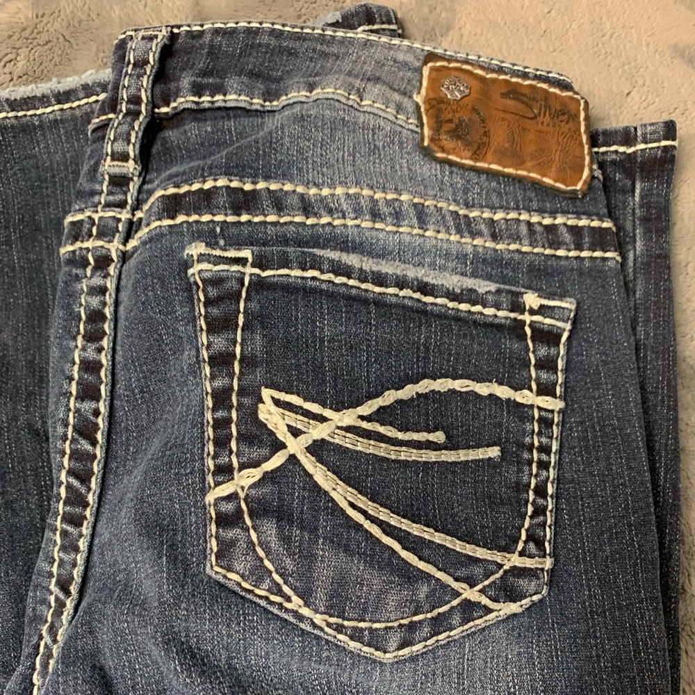 Silver denim jeans